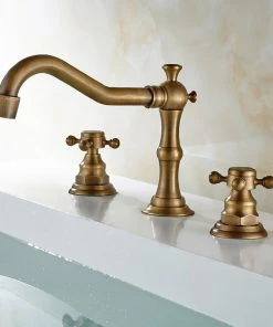 HOMARY Double Handle Bathroom Widespread Sink Faucet Victorian Spout, Antique Brass -Moen-shop ba51894a0051d038 2466 w800 h800 b0 p0