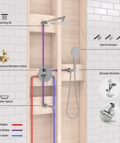 Kibi USA Circular Pressure 3-Function Shower System, Rough-In Valve, Chrome -Moen-shop baa1e12503375b20 4992 w800 h800 b0 p0