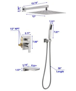 Wellfor Group LLC Wellfor Rainfall Shower System, 12" Rain Shower Head With Handheld Combo Set, Br 17 Wellfor Group LLC Wellfor Rainfall Shower System, 12" Rain Shower Head With Handheld Combo Set, Br -Moen-shop bac1f1e101c0365a 1414 w800 h800 b1 p0