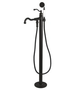 Kingston Brass Freestanding Tub Faucet With Hand Shower, Matte Black