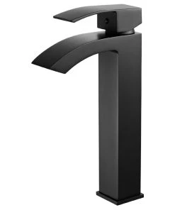 Vinnova Noya Single Hole Lever Bathroom Faucet, Matte Black, High Handle