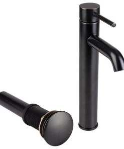 Italia Faucets European Vessel Sink Faucet And Drain Set Oil Rubbed Bronze
