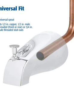 Keeney Holdings LLC Keeney PP825-35 Universal Bathtub Spout With Front Diverter, Polished Chrome -Moen-shop bca1052301fa9e6b 4545 w800 h800 b1 p0