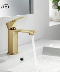 Kibi USA KIBI Mirage Single Handle Bathroom Faucet, Brush Gold, With Drain -Moen-shop bcb1b9250f1b4e5c 7748 w800 h800 b0 p0