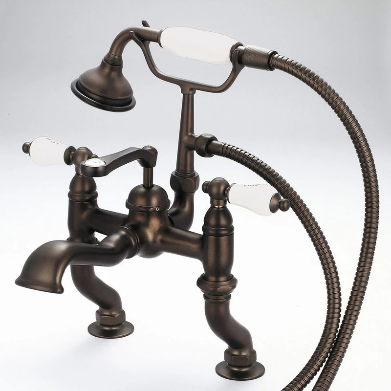 Water Creation Vintage Classic Deck Mount Tub Faucet With Handshower, Oil Rubbed Bronze Finish 2 Water Creation Vintage Classic Deck Mount Tub Faucet With Handshower, Oil Rubbed Bronze Finish - Image 2