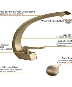 HOMARY Modern 1-Handle Bathroom Sink Faucet With Pop Up Drain, Brushed Gold -Moen-shop bd313a3d00137b30 2892 w800 h800 b1 p0