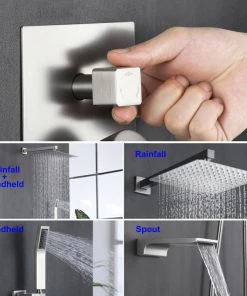 Wellfor Group LLC Wellfor Rainfall Shower System, 12" Rain Shower Head With Handheld Combo Set, Br 15 Wellfor Group LLC Wellfor Rainfall Shower System, 12" Rain Shower Head With Handheld Combo Set, Br -Moen-shop bdd190c701c0365c 1414 w800 h800 b0 p0