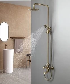 HOMARY Antique Brass Rainfall Exposed Shower System With Tub Spout & Handheld -Moen-shop be11dfc8028356c7 4869 w800 h800 b0 p0