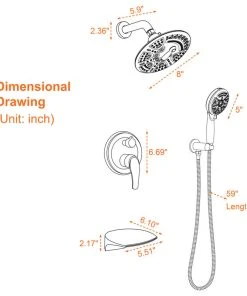 UKISHIRO 6-Spray Patterns, 1.8 GPM 8" Tub Wall Mount Dual Shower Heads, Brushed Gold 18 UKISHIRO 6-Spray Patterns, 1.8 GPM 8" Tub Wall Mount Dual Shower Heads, Brushed Gold -Moen-shop be21cfb602fa0112 1579 w800 h800 b1 p0