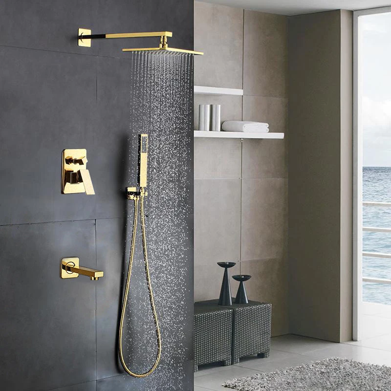 BathSelect Florence Gold Plated Wall Mount LED Rainfall Shower Set, 12" 3 BathSelect Florence Gold Plated Wall Mount LED Rainfall Shower Set, 12" - Image 3