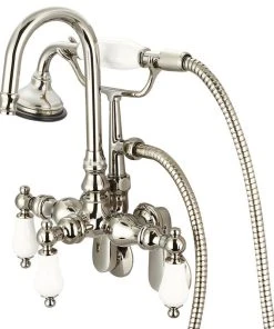 Water Creation Vintage Classic Wall Mount Tub Faucet With Handshower, Polished Nickel Pvd Finis