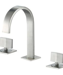 Luxier WSP05-T 2-Handle Widespread Bathroom Faucet With Drain, Brushed Nickel