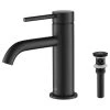 Kibi USA Circular Brass Single Handle Bathroom Faucet KBF1008, Matte Black, With Drain