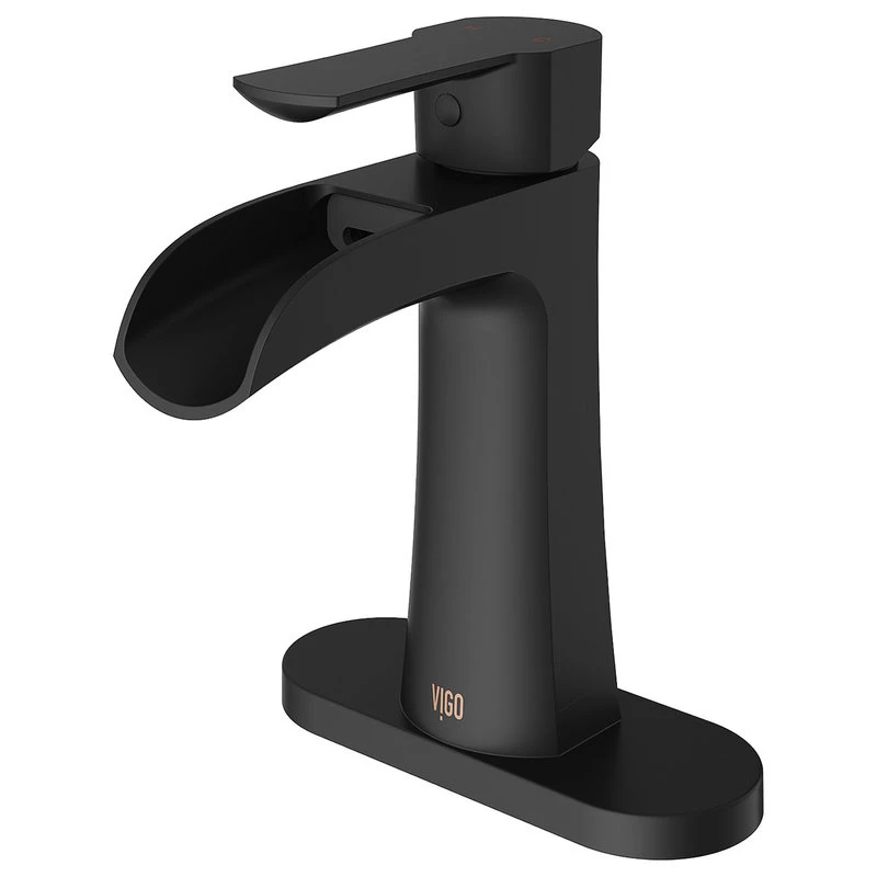 VIGO Paloma Single Hole Bathroom Faucet With Deck Plate 1 VIGO Paloma Single Hole Bathroom Faucet With Deck Plate