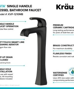 Kraus USA, Inc. Esta Single Handle Lever 1-Hole Vessel Bathroom Faucet Matte Black W PU Drain 17 Kraus USA, Inc. Esta Single Handle Lever 1-Hole Vessel Bathroom Faucet Matte Black W PU Drain -Moen-shop c201d0ce00e5ebdd 3277 w800 h800 b0 p0