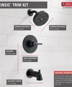 Delta Faucet Delta Trinsic Monitor 14 Series H2Okinetic Tub & Shower Trim, Matte Black -Moen-shop c261b57a0cbf4264 1376 w800 h800 b0 p0