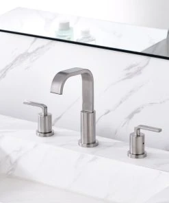 Luxier WSP03-T 2-Handle Widespread Bathroom Faucet With Drain, Brushed Nickel