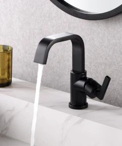 Luxier BSH14-S Single-Handle Bathroom Faucet With Drain, Matte Black -Moen-shop c4817ac40165f425 4878 w800 h800 b0 p0