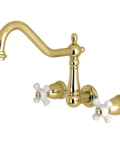Kingston Brass Wall Mount Tub Faucet, Polished Brass
