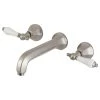 Kingston Brass KS4028PL 2-Handle Wall Mount Tub Faucet, Brushed Nickel