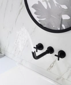 Maxwell Bathroom & Kitchen Inc Two Handle Wall Mount Bathroom Sink Faucet With Rough-in Valve, Matte Black -Moen-shop c571e0d50312c089 3604 w800 h800 b0 p0