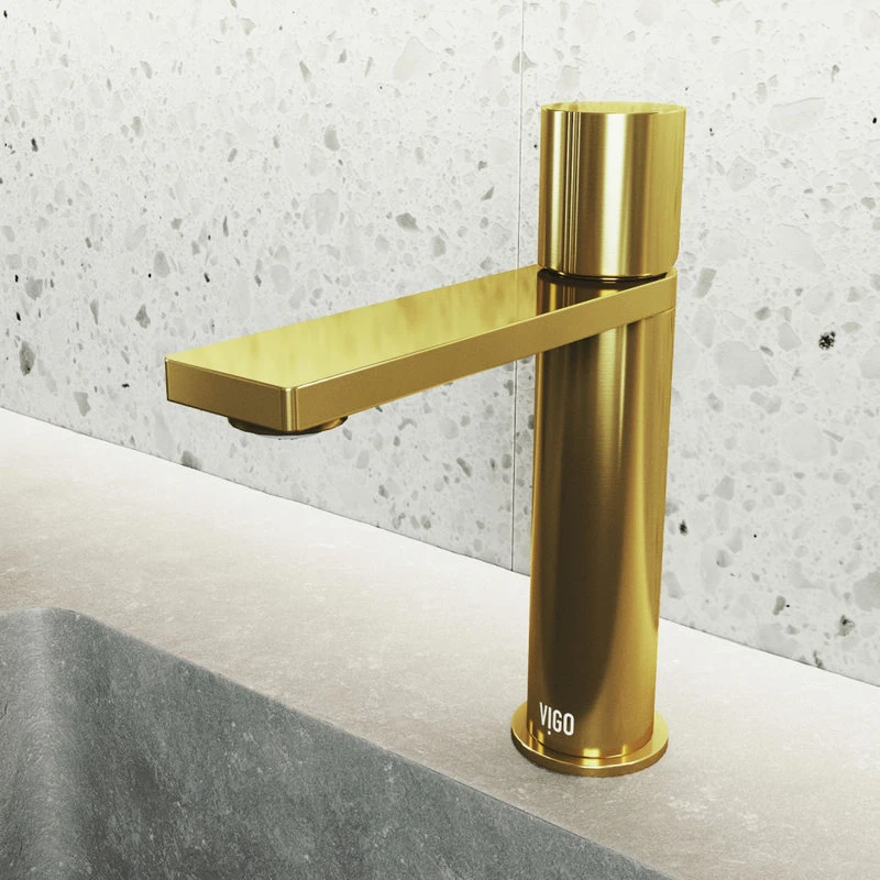 VIGO Halsey Single Hole Bathroom Faucet, Matte Gold 3 VIGO Halsey Single Hole Bathroom Faucet, Matte Gold - Image 3