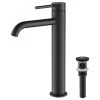 Kibi USA Circular Brass Single Handle Bathroom Faucet KBF1009, Matte Black, With Drain