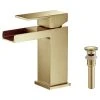 Kibi USA Waterfall Single Handle Bathroom Faucet KBF1004, Brush Gold, W/ Drain