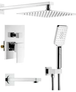 Kibi USA Cube Pressure 3-Function Shower System, Rough-In Valve, Chrome