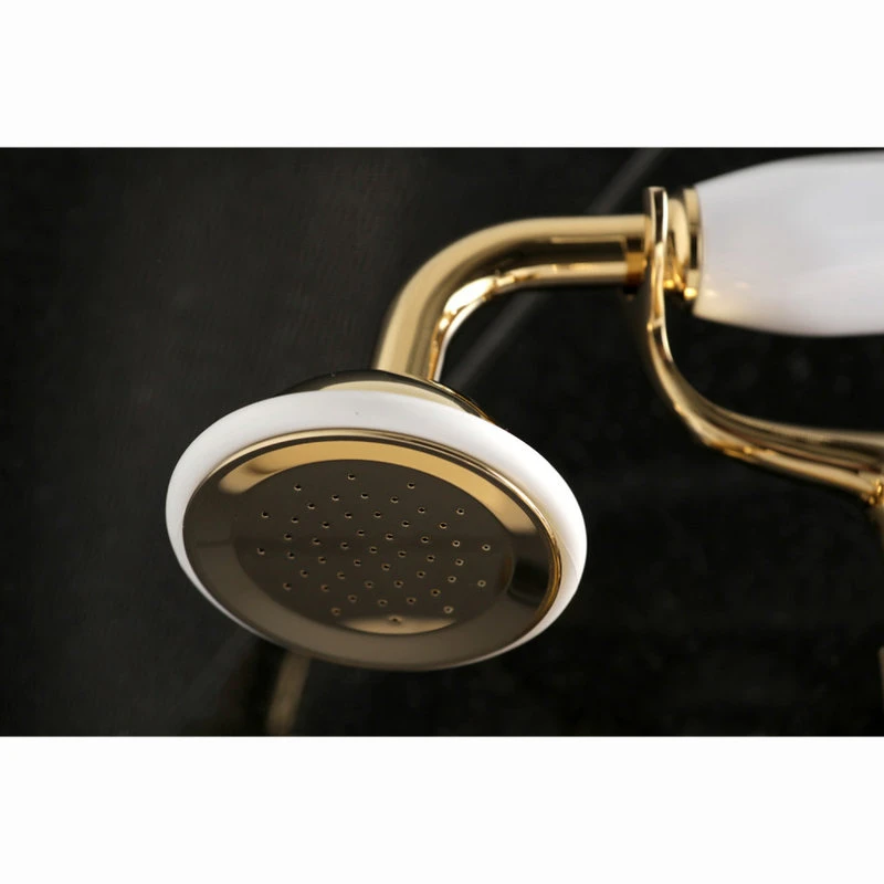 Kingston Brass Kingston Adjustable Center Tub Wall Mount Clawfoot Tub Faucet, Polished Brass 2 Kingston Brass Kingston Adjustable Center Tub Wall Mount Clawfoot Tub Faucet, Polished Brass - Image 2