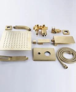 HOMARY Wall Mount 10" Rainshower Hand Shower And Tub Spout Shower System, Brushed Gold 15 HOMARY Wall Mount 10" Rainshower Hand Shower And Tub Spout Shower System, Brushed Gold -Moen-shop c961aa590051d541 8515 w800 h800 b0 p0