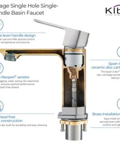 Kibi USA KIBI Mirage Single Handle Bathroom Faucet, Brush Nickel, With Drain -Moen-shop c9b138800f1b4e01 6584 w800 h800 b1 p0