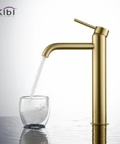 Kibi USA Circular Brass Single Handle Bathroom Faucet KBF1009, Brush Gold, With Drain -Moen-shop c9c1209f0f1b5711 8264 w800 h800 b0 p0