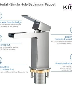 Kibi USA Waterfall Single Handle Bathroom Faucet KBF1004, Chrome, W/ Drain -Moen-shop ca51bc8e0f1b5373 5391 w800 h800 b1 p0