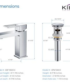 Kibi USA Cubic Single Hole Bathroom Faucet KBF1002, Chrome, W/ Drain -Moen-shop ca713bdf01ba2ba4 0612 w800 h800 b1 p0