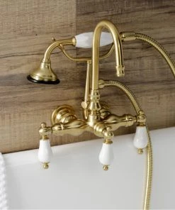 Kingston Brass AE11T7 Wall Mount Clawfoot Tub Faucet, Brushed Brass -Moen-shop ca81faf2013fb87f 1891 w800 h800 b0 p0