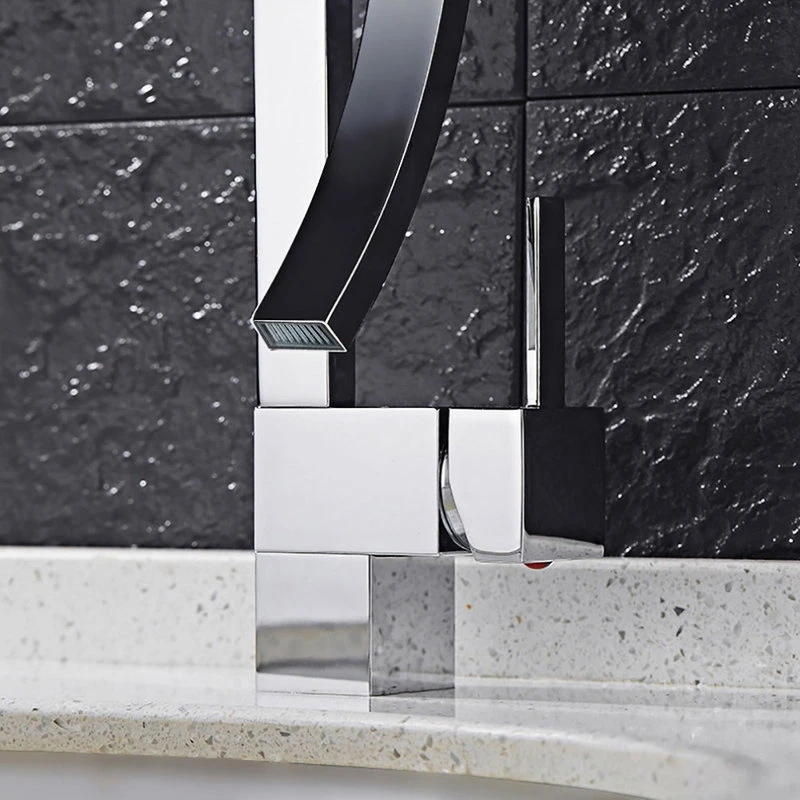 HOMARY Modern Design Single Lever Handle 1-Hole Bathroom Sink Faucet With Waterfall, Ch 3 HOMARY Modern Design Single Lever Handle 1-Hole Bathroom Sink Faucet With Waterfall, Ch - Image 3