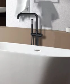 Jims Maison Freestanding Single Handle Bathtub Faucet With Shower Hose, Matte Black -Moen-shop cce1396802443433 3269 w800 h800 b0 p0