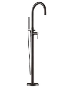 The Tub Connection Modern Freestanding Faucet, Shower Wand, Polished Chrome