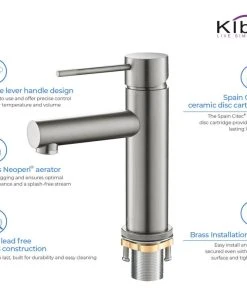 Kibi USA Circular X Brass Single Hole Bathroom Faucet KBF1010, Brush Nickel, With Drain -Moen-shop cdb122620f1c5320 4296 w800 h800 b1 p0