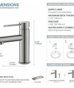 Kibi USA Circular X Brass Single Hole Bathroom Faucet KBF1010, Brush Nickel, With Drain -Moen-shop ce61e59601ba5a94 3431 w800 h800 b1 p0