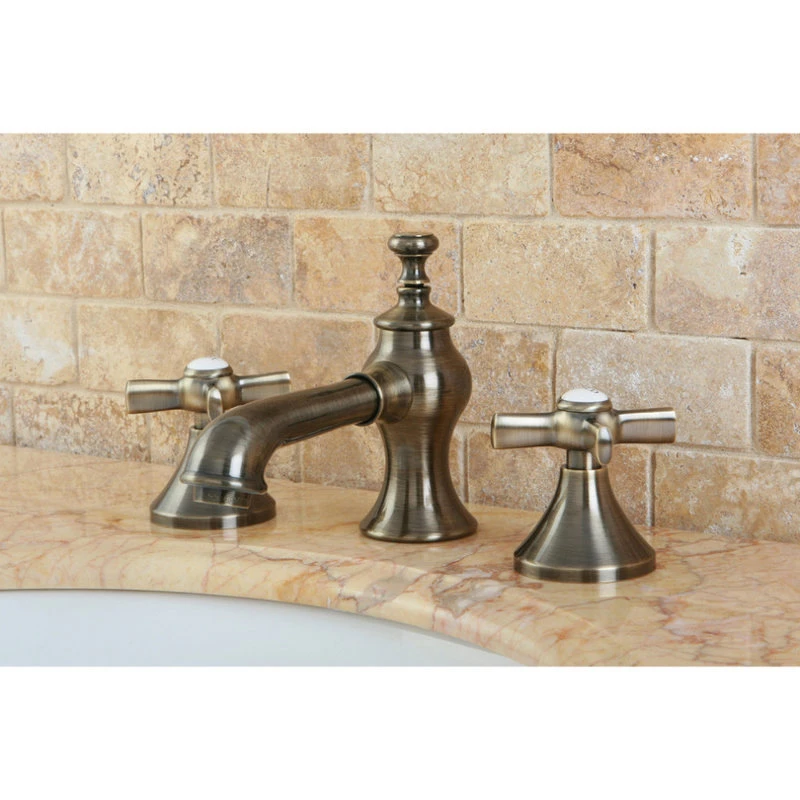Kingston Brass Widespread Bathroom Faucet With Brass Pop-Up, Antique Brass 2 Kingston Brass Widespread Bathroom Faucet With Brass Pop-Up, Antique Brass - Image 2