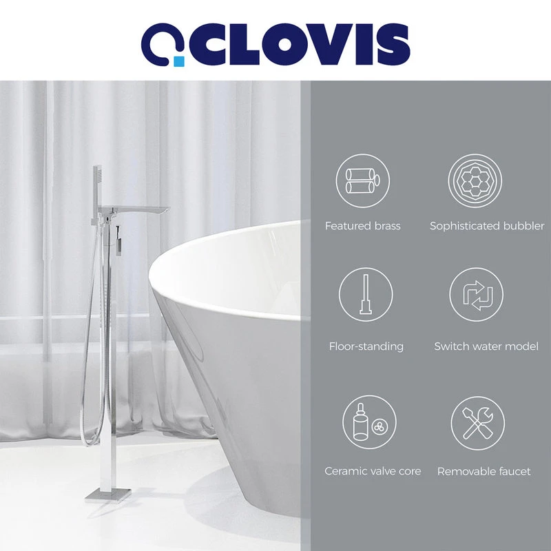 Jims Maison Single Handle Floor Mounted Freestanding Tub Filler, Chrome 13 Jims Maison Single Handle Floor Mounted Freestanding Tub Filler, Chrome - Image 13