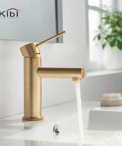 Kibi USA Circular X Brass Single Hole Bathroom Faucet KBF1010, Brush Gold, With Drain -Moen-shop d0718abb0f1c533d 8270 w800 h800 b0 p0