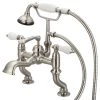 Water Creation Vintage Classic Deck Mount Tub Faucet With Handshower, Brushed Nickel Finish Wit