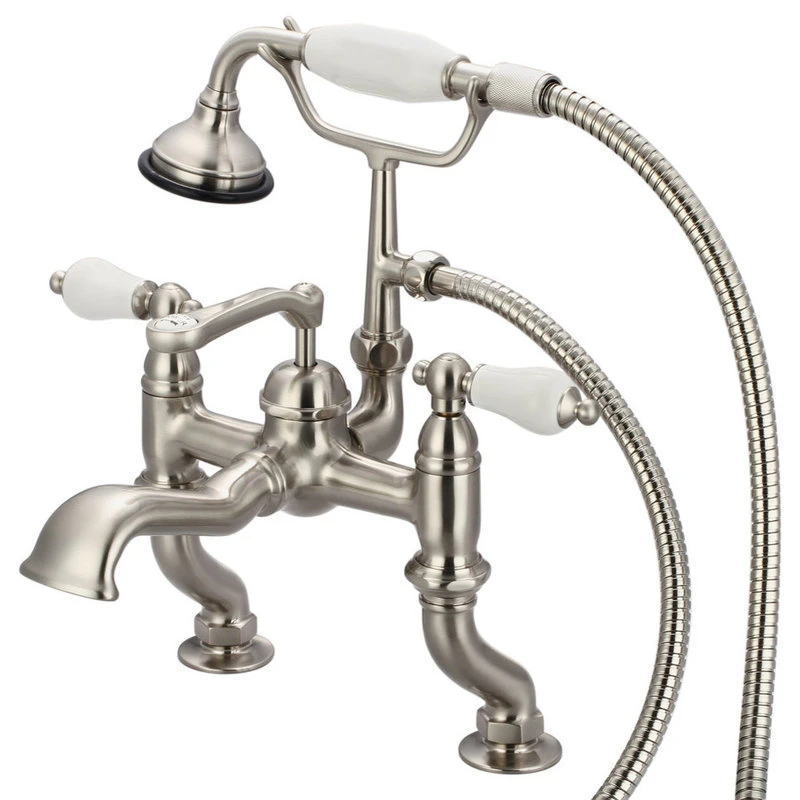 Water Creation Vintage Classic Deck Mount Tub Faucet With Handshower, Brushed Nickel Finish Wit 1 Water Creation Vintage Classic Deck Mount Tub Faucet With Handshower, Brushed Nickel Finish Wit