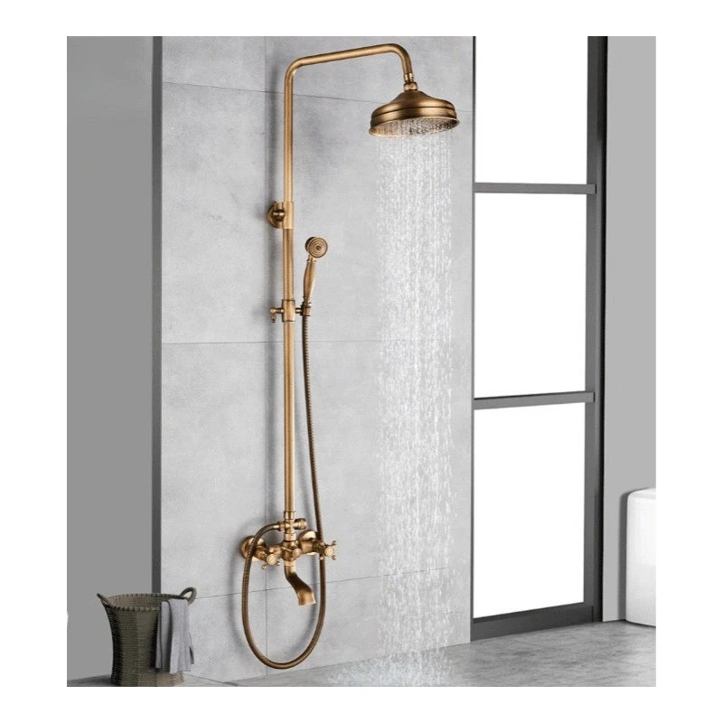 Miron Demid LLC Bronze Rainfall Shower Mixer Faucet Wall Mounted System With Handshower, B-01 2 Miron Demid LLC Bronze Rainfall Shower Mixer Faucet Wall Mounted System With Handshower, B-01 - Image 2
