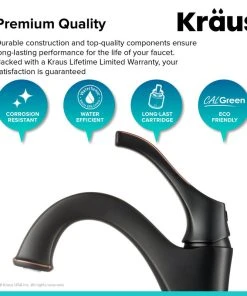 Kraus USA, Inc. Arlo Single Handle 1-Hole Bathroom Basin Faucet, Lift Rod Drain, Oil Rub Bronze -Moen-shop d1b1a50c00e5e7ba 3143 w800 h800 b0 p0