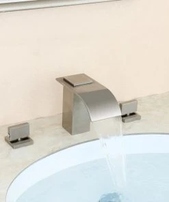 HOMARY Waterfall Double Knob Handle Widespread Sink Faucet Solid Brass For Bathroom, Br -Moen-shop d32175ad0ef07c91 8451 w800 h800 b0 p0