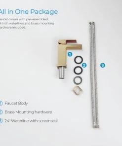 Kibi USA Waterfall Single Handle Bathroom Faucet KBF1004, Brush Gold, W/ Drain -Moen-shop d351a3bb0f1b5396 6908 w800 h800 b0 p0